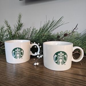 His & Hers Starbucks White Ceramic Coffee Mug Set